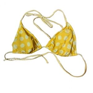 Roxy Yellow Polka Dot Bikini Top Size Large